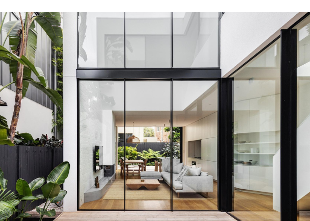 Custom sliding glass wall system for luxury residential home